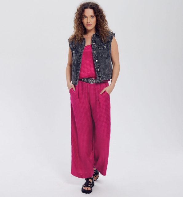 Wideleg satin trousers