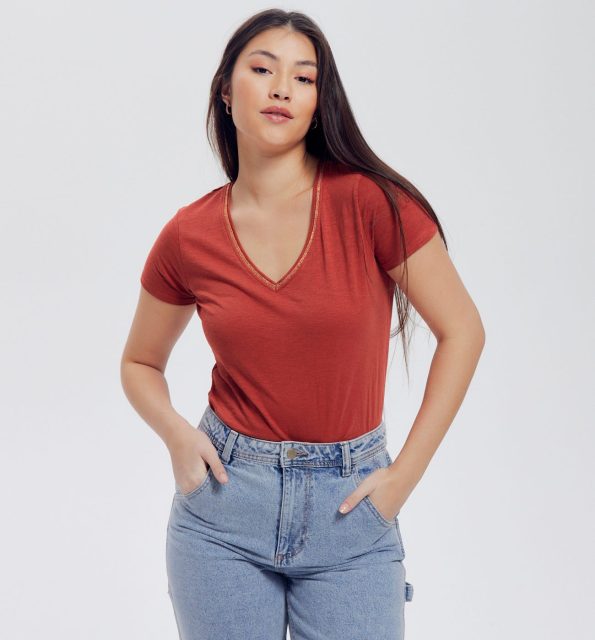 V-neckline top
