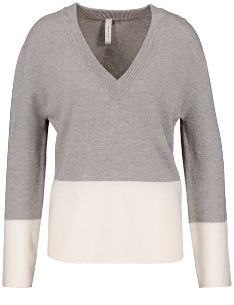 Knitted patch jumper with cashmere