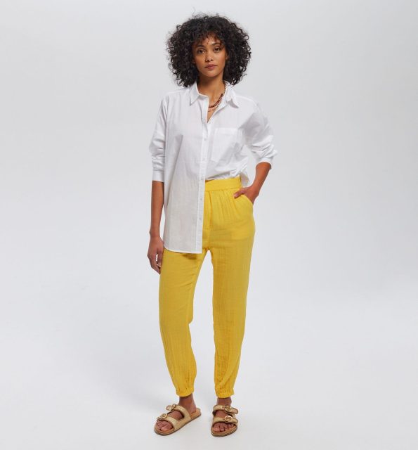 Cotton gauze jogging trousers