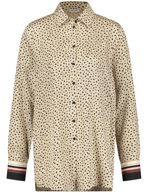 Polka dot shirt blouse with side slits