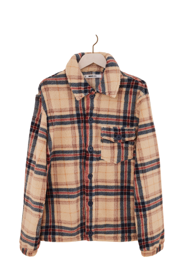 Plaid short shirt jacket men's robe