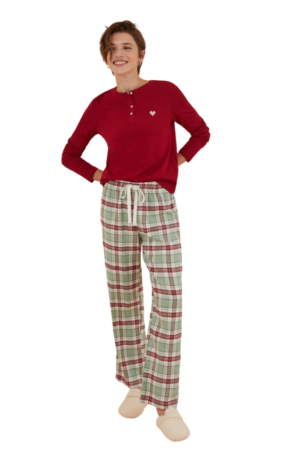 Checked cotton pajama pants