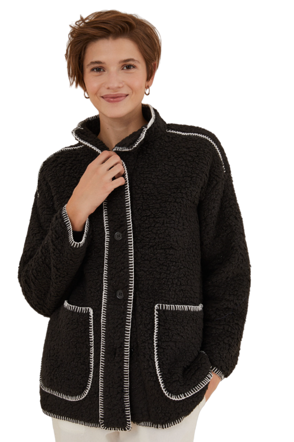 Lurex shearling robe with scarf