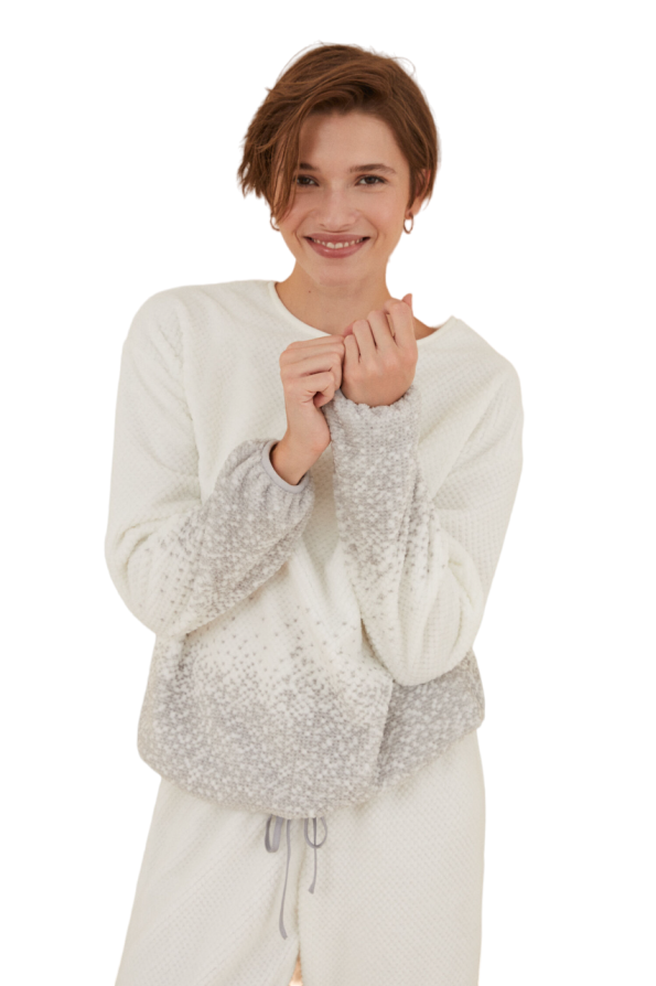 Long mousse polar tricot printed pajamas