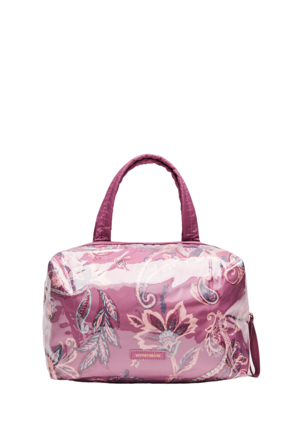 Large laminated flower toiletry bag