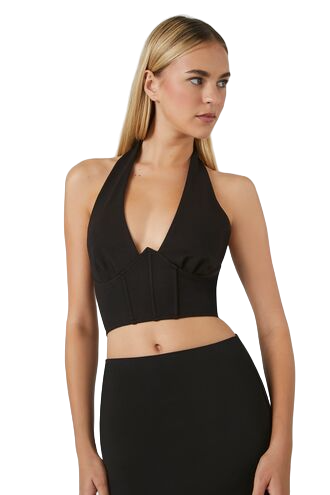 Plunging Halter Crop Top