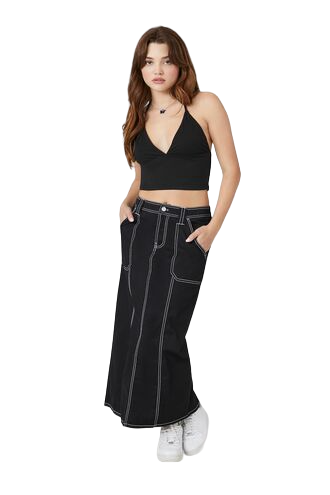 Twill High-Rise Maxi Skirt