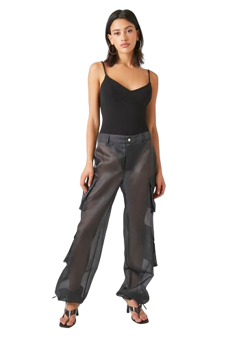 Sheer Organza Cargo Pants