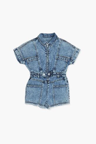 Girls Denim Zip-Up Romper (Kids)