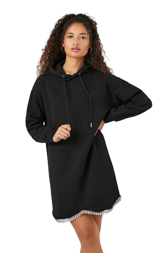 Fleece Faux Gem-Trim Hoodie Dress