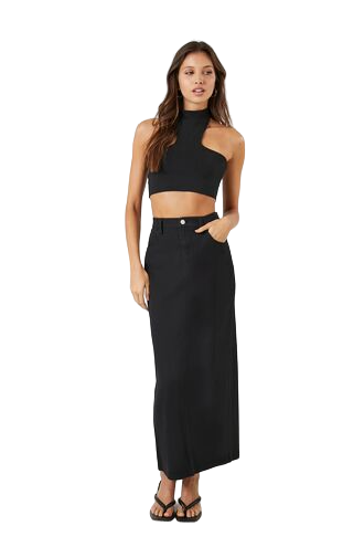 Twill Straight Maxi Skirt