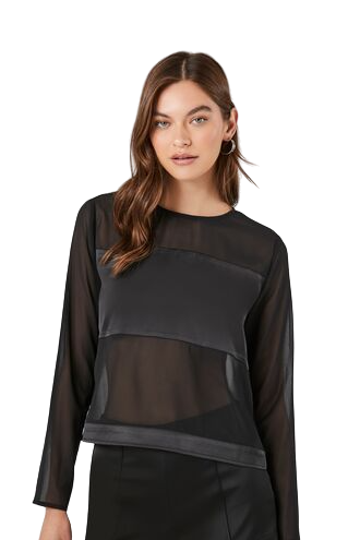 Chiffon Mesh Panel Top