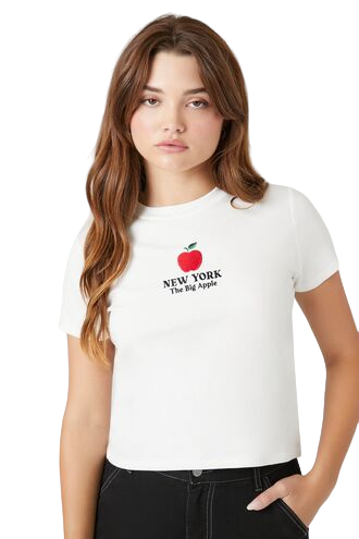 The Big Apple Embroidered Graphic Baby Tee