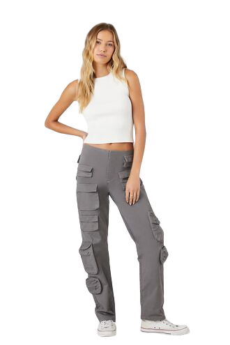 Mid-Rise Straight-Leg Cargo Pants