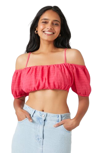 Chiffon Off-the-Shoulder Crop Top