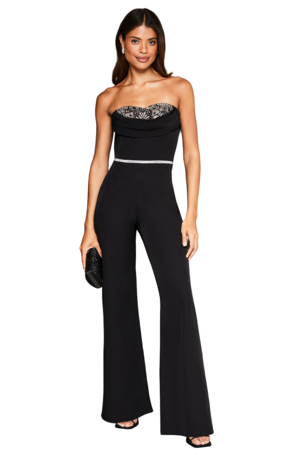 Bandeau Lace Corset Wide Leg Jumpsuit