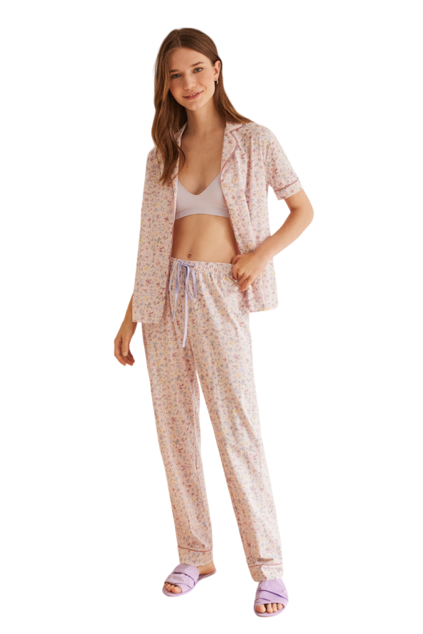 Cotton flower shirt pajamas