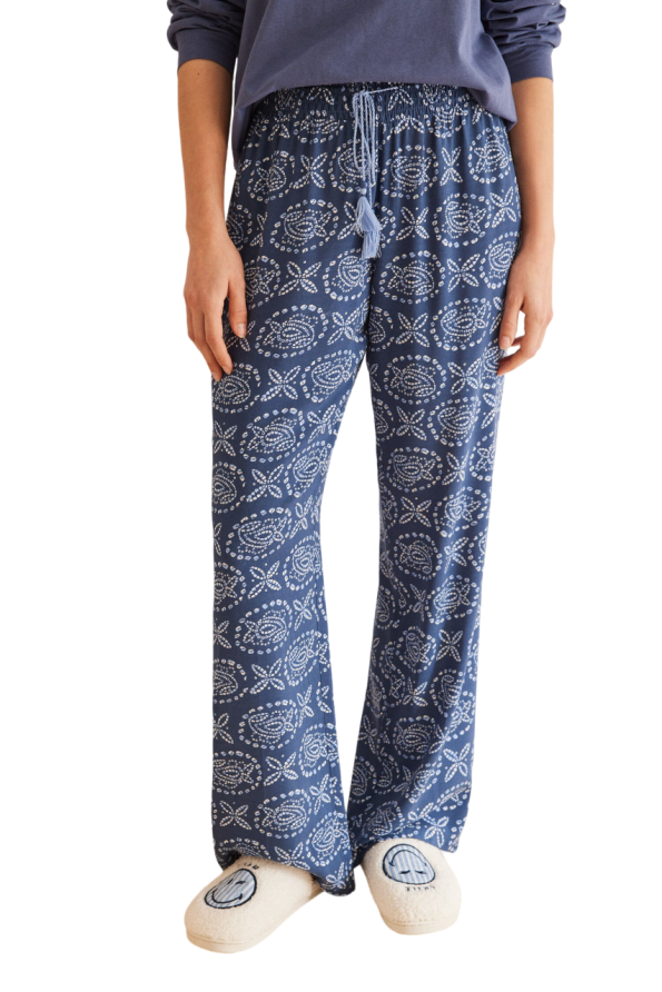 Paisley printed long pants fluid cotton