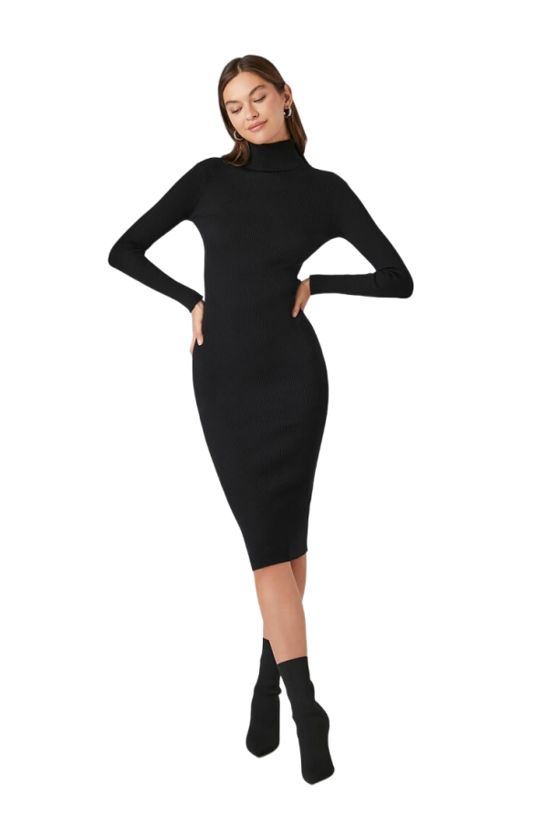 Turtleneck Bodycon Midi Sweater Dress