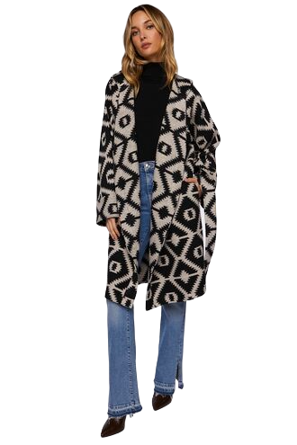 Belted Geo Duster Coat