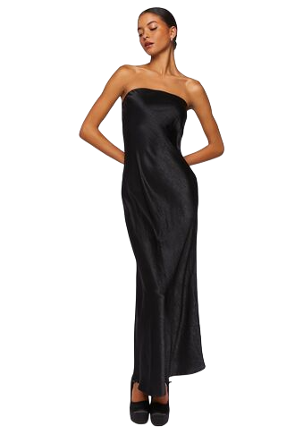 Satin Strapless Maxi Dress