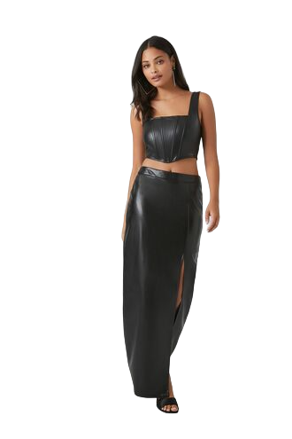 Faux Leather Corset Crop Top