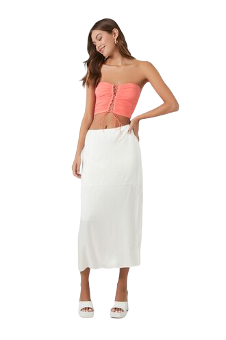 Lace-Up Ruched Tube Top