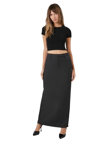 Pinstriped Midi Skirt