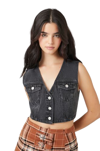 Cropped Denim Vest