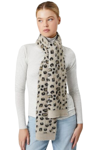 Faux Fur Leopard Print Scarf