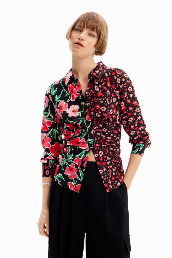 Floral gathered shirt