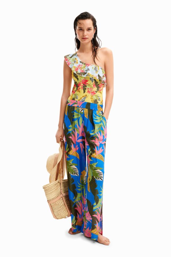 Tropical wide-leg trousers