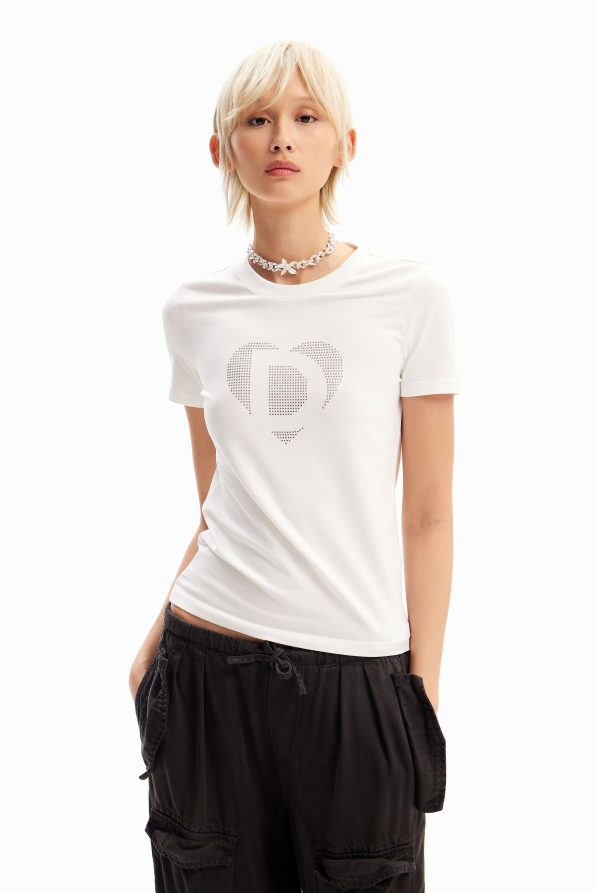 Rhinestone imagotype T-shirt