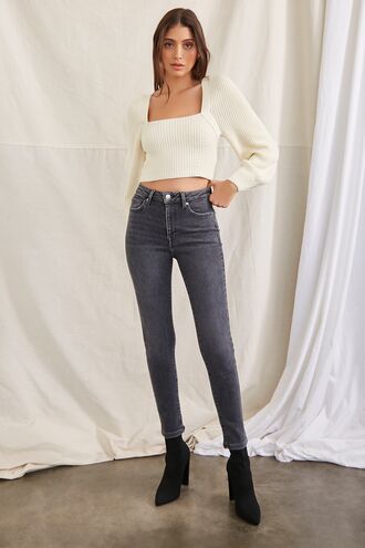 Rib-Knit Cropped Sweater