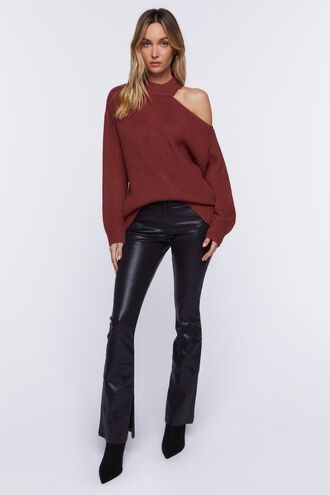 Asymmetrical Open-Shoulder Sweater