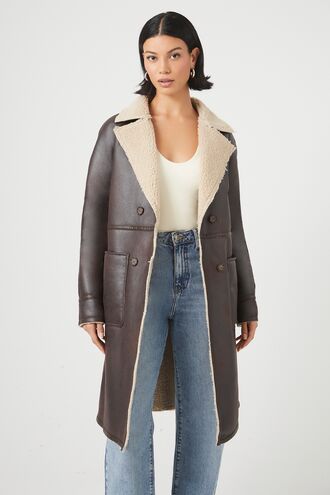 Faux Suede & Shearling-Trim Coat