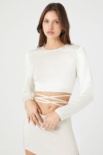 Satin Crisscross Crop Top