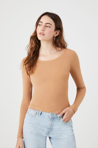 Cotton-Blend Scoop-Neck Top