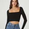 Cropped Square-Neck Sweater