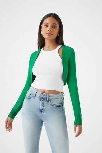 Ribbed Open-Front Shrug Sweater