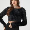 Fuzzy Knit Cropped Sweater