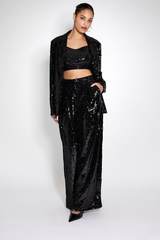 Low-Rise Sequin Pants