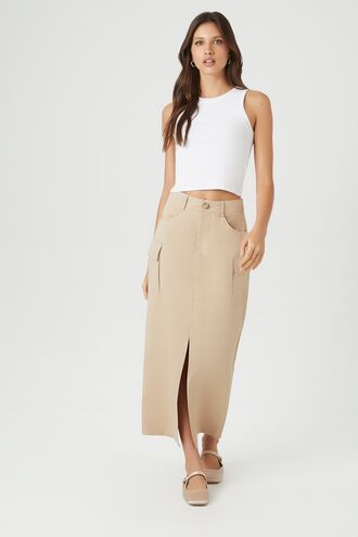 Twill Cargo Maxi Skirt