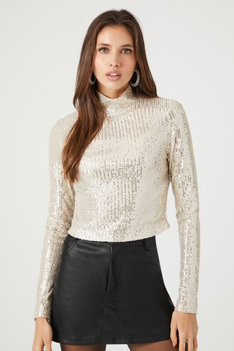 Metallic Mock Neck Top