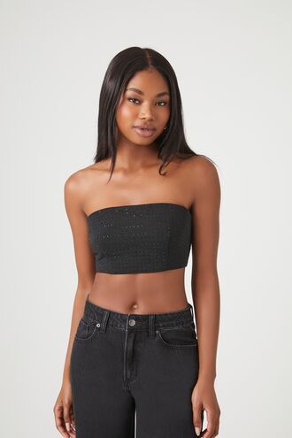 Rhinestone Cropped Tube Top