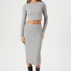 Crop Top & Midi Slit Skirt Set