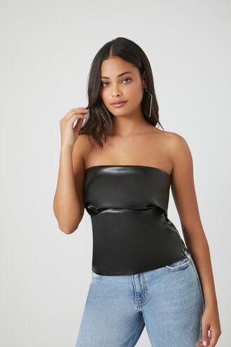 Faux Leather Tube Top