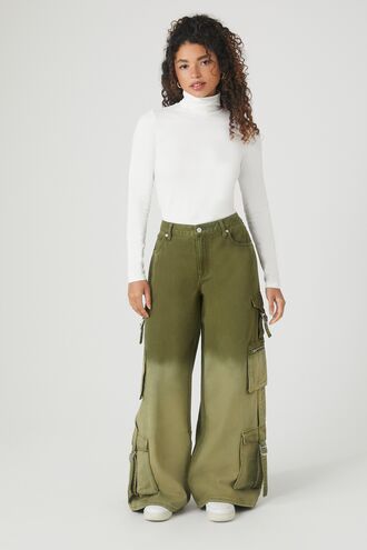 Gradient Wide-Leg Cargo Jeans