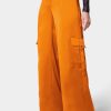WIDE LEG CARGO POCKET SATIN PANT